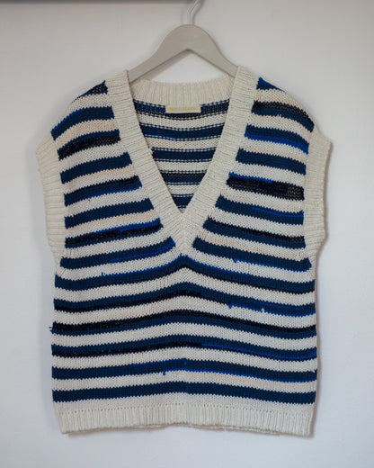 V-NECK VEST - BLUE STRIPE